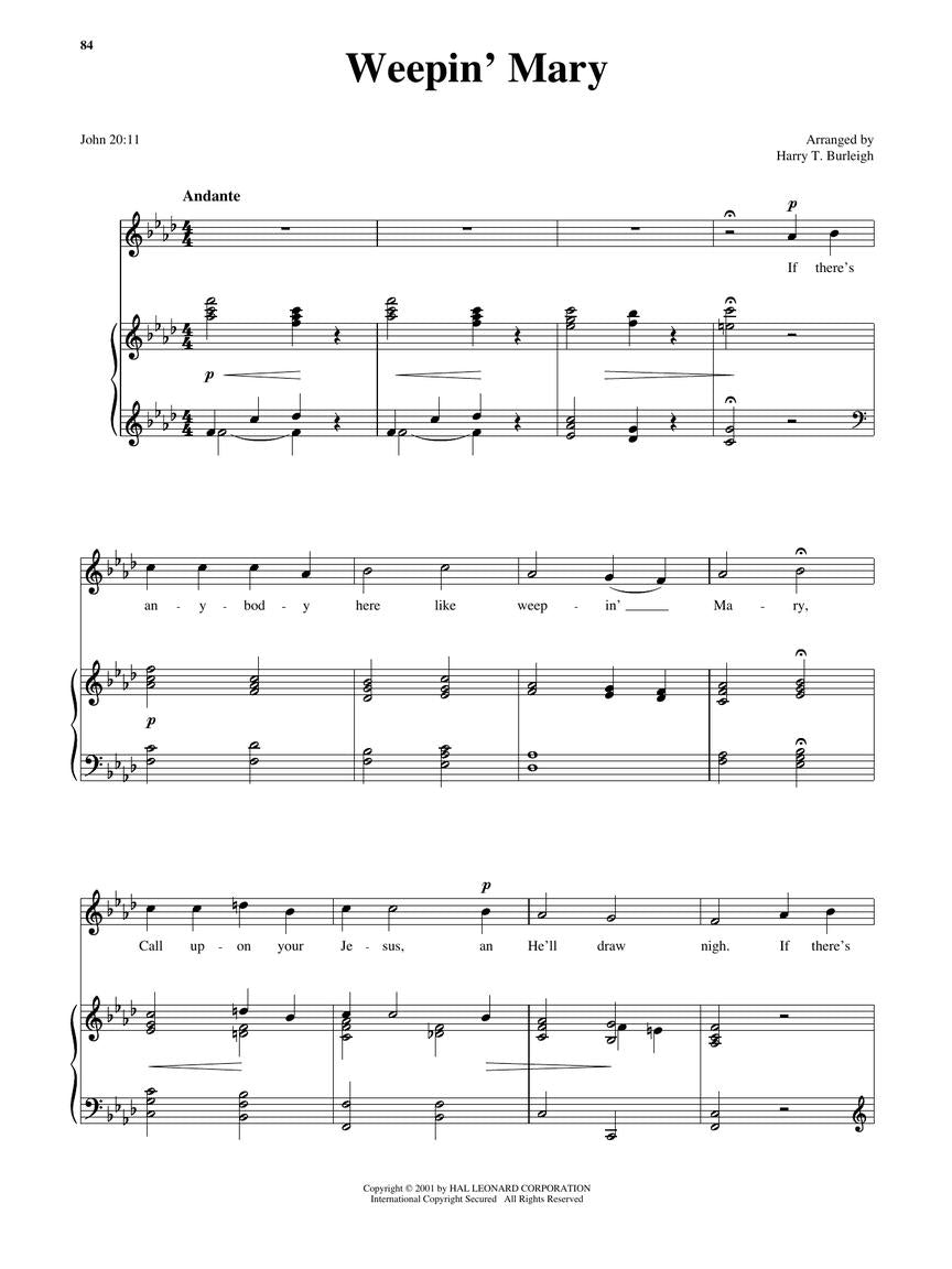 25 Spirituals Arranged by Harry T. Burleigh - High Voice