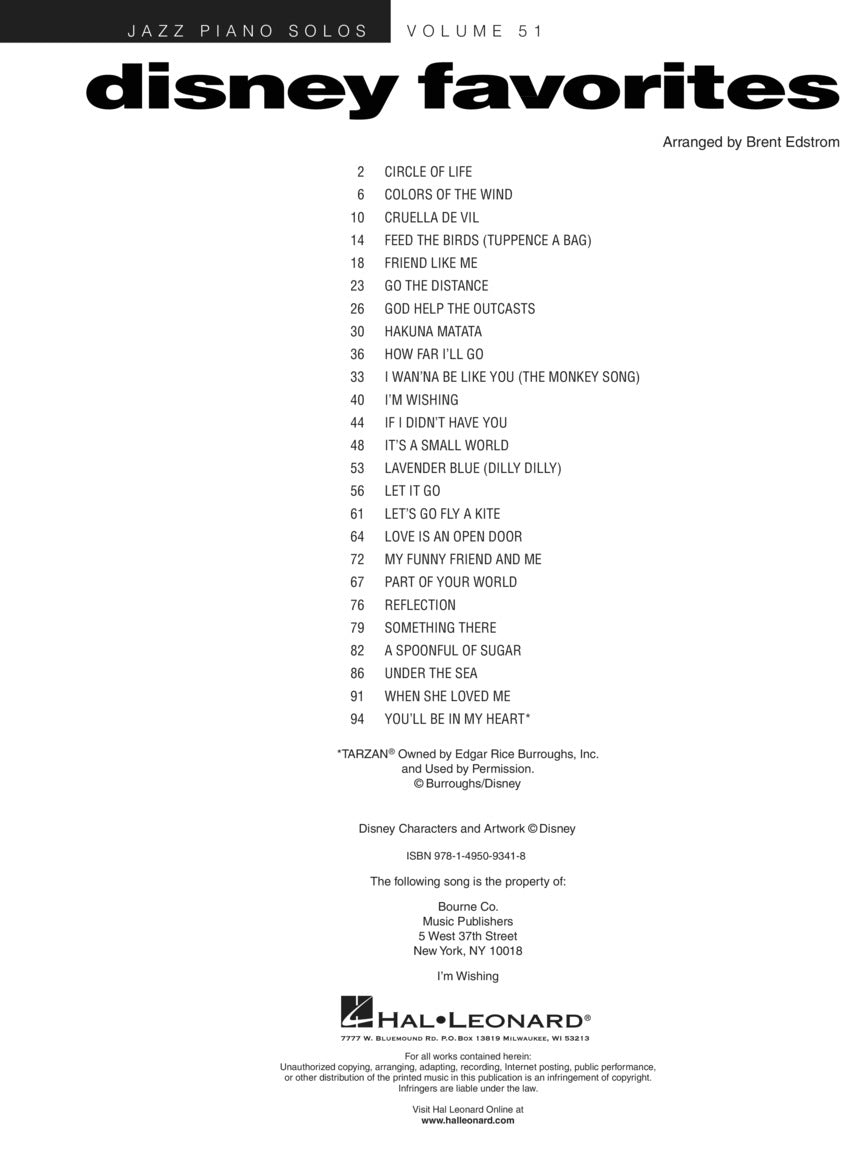 Disney Favorites - Jazz Piano Solos Series Vol. 51