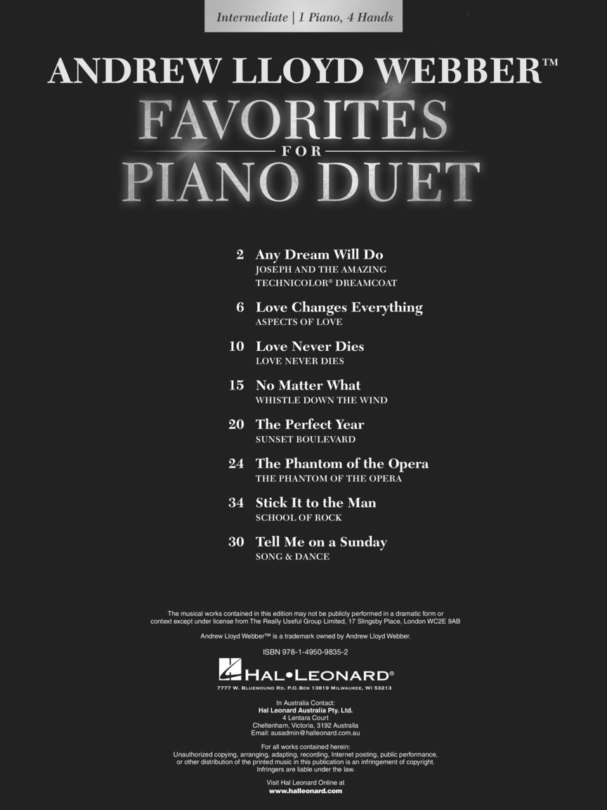 Lloyd Webber, Andrew - Favorites for Piano Duet
