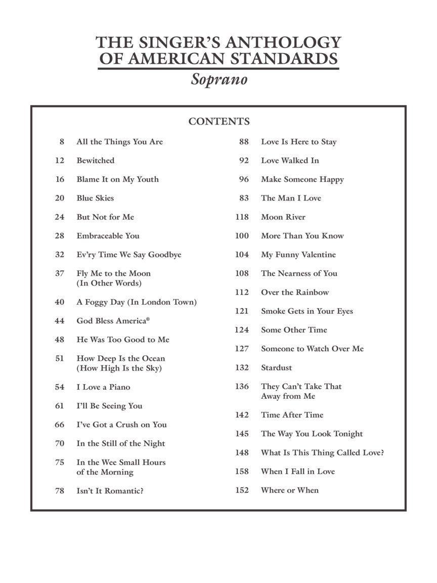 Singer's Anthology of American Standards Soprano Edition