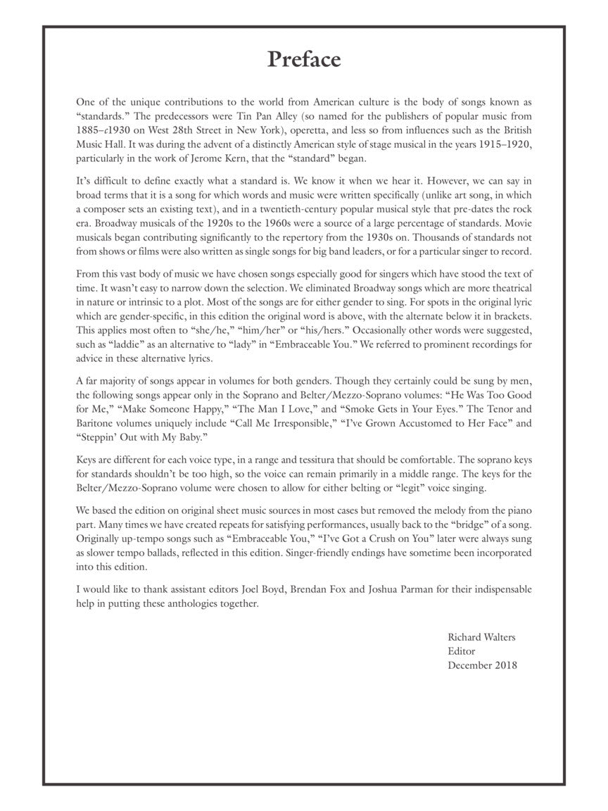 Singer's Anthology of American Standards Mezzo-Soprano/Alto Edition