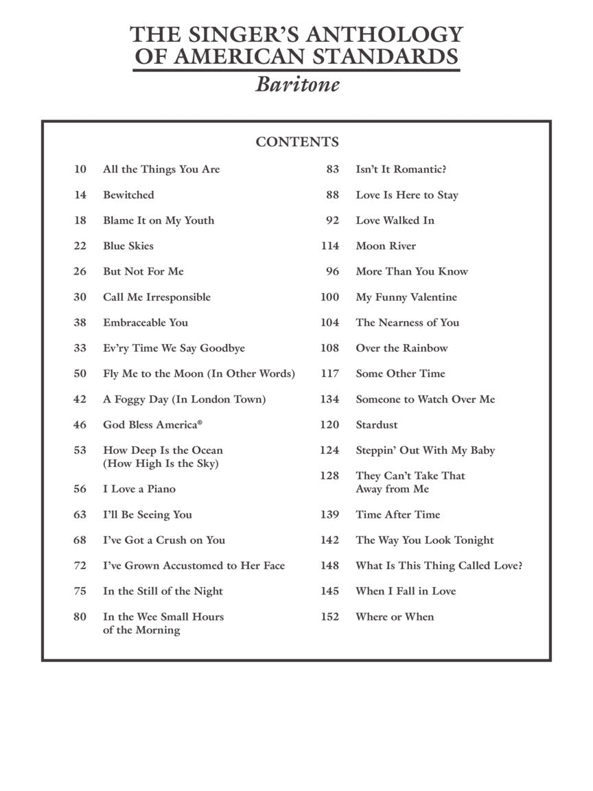 Singer's Anthology of American Standards Baritone Edition
