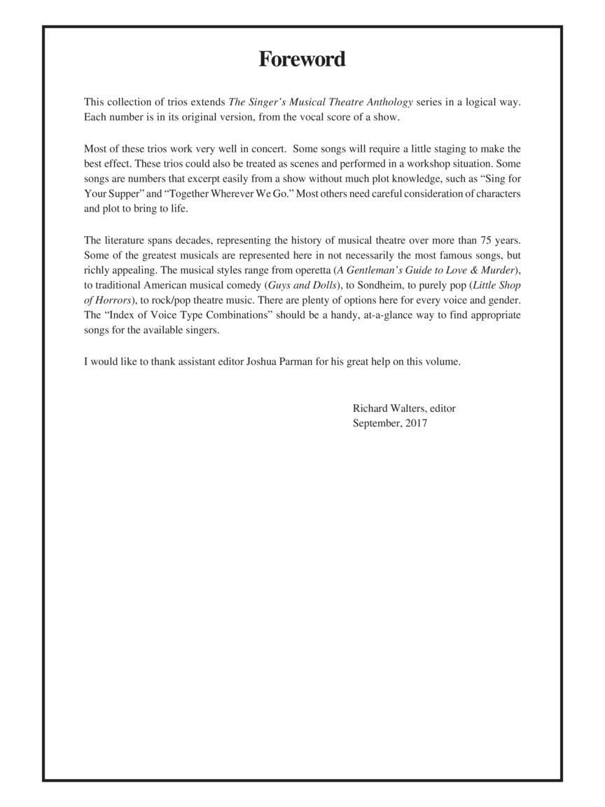 Singer's Musical Theatre Anthology: Trios - Book/Online Audio