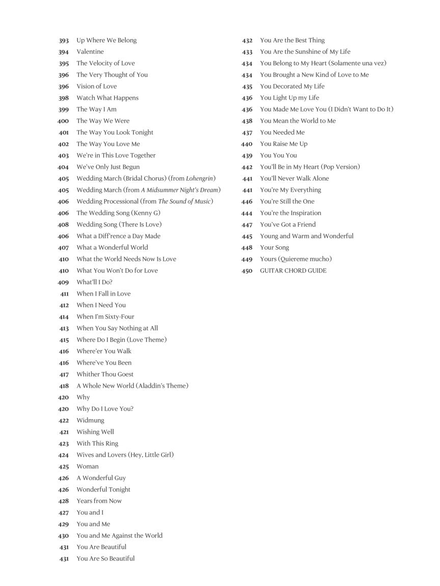 Wedding and Love Fake Book - 6th Edition