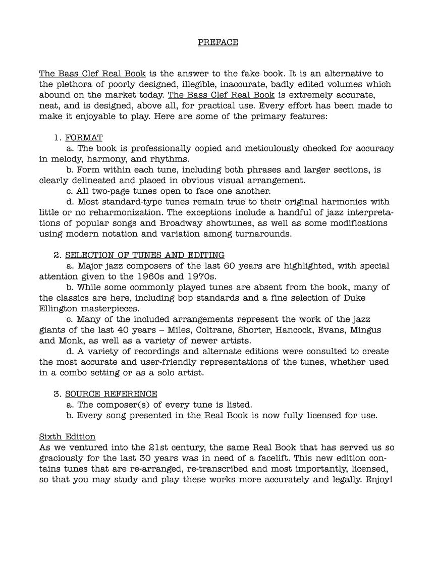 Real Book Volume 1, Bass Clef Edition