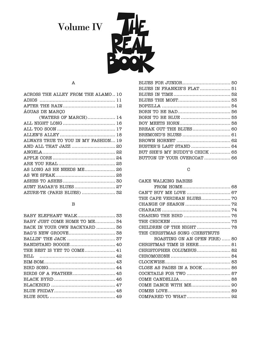 Real Book - (4.01): Real Book, The -¦Volume 4, C Edition