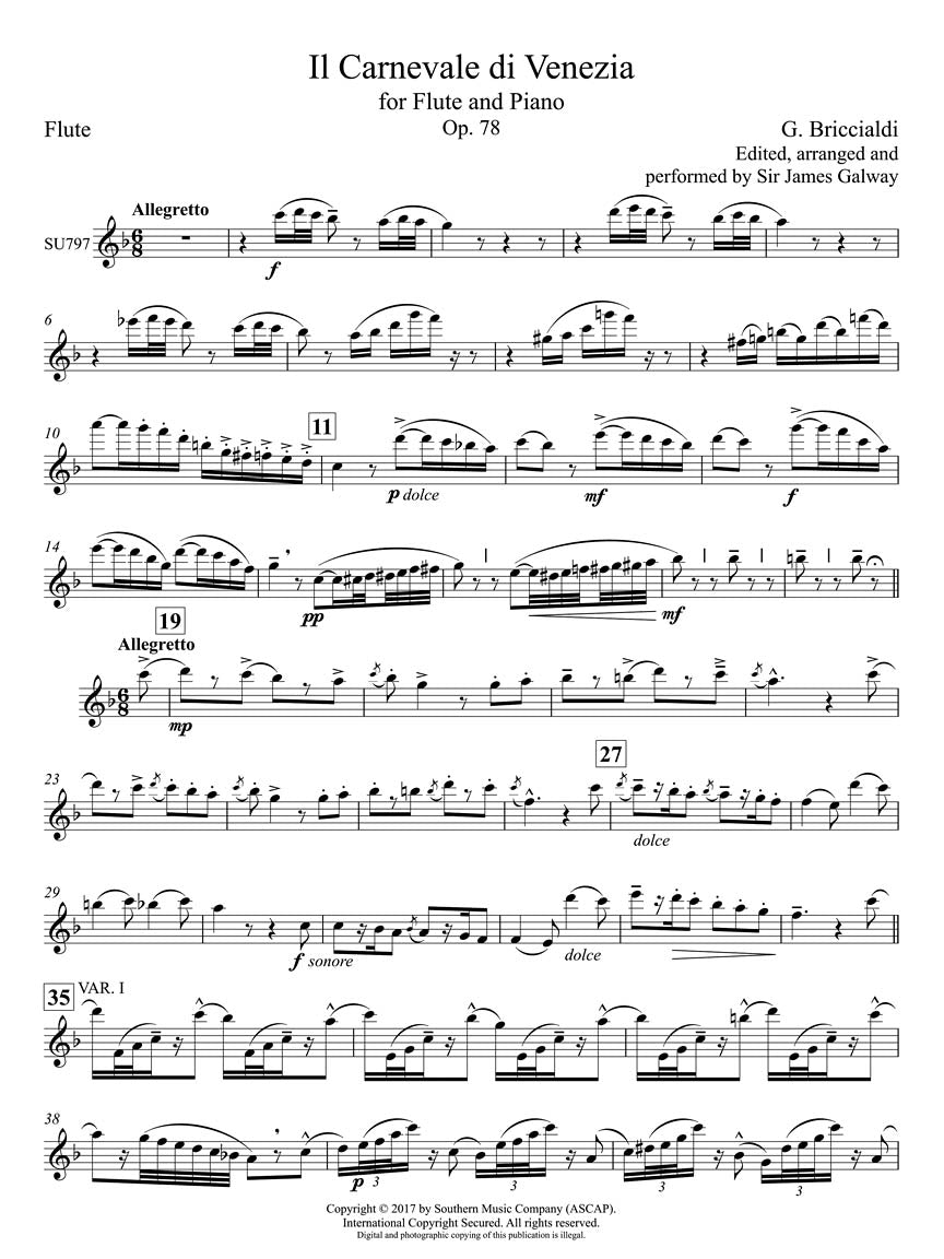 Carnival of Venice for Flute and Piano