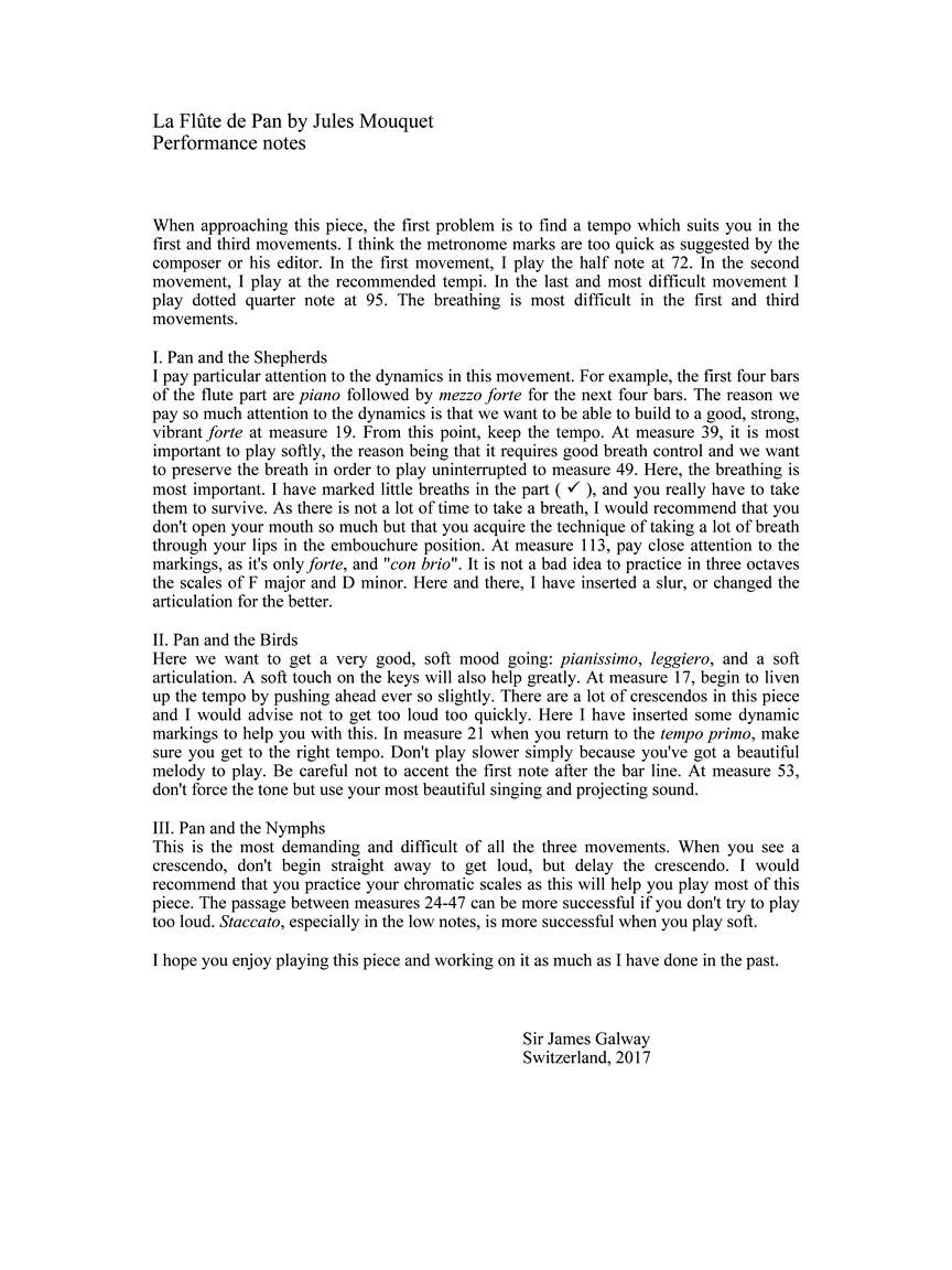 Mouquet Flute De Pan for Flute and Piano