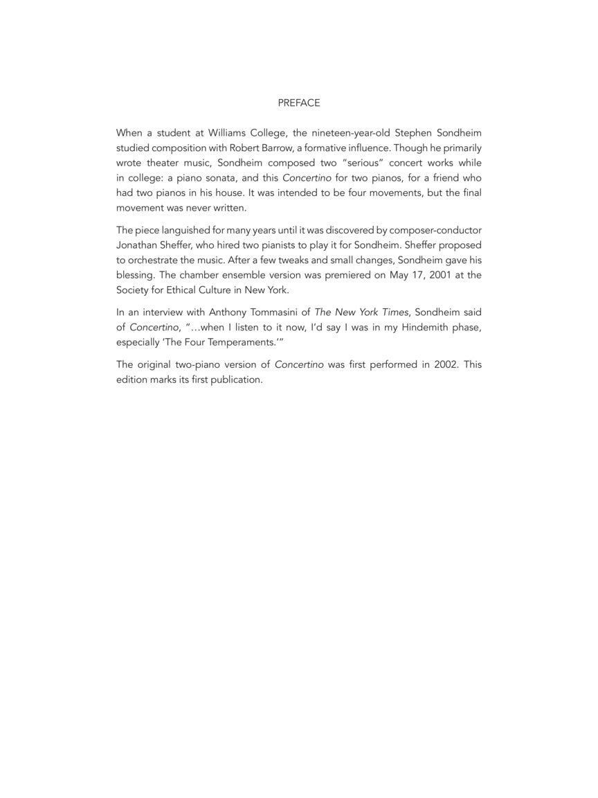 Sondheim Concertino for Two Pianos