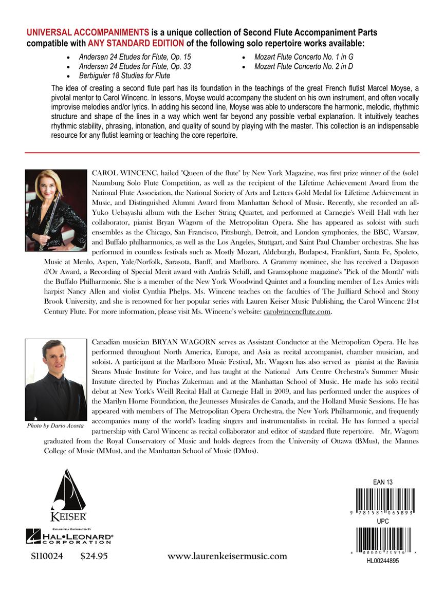 Universal Accompaniments with Flute 2 Parts for Andersen, Berbiguier and Mozart
