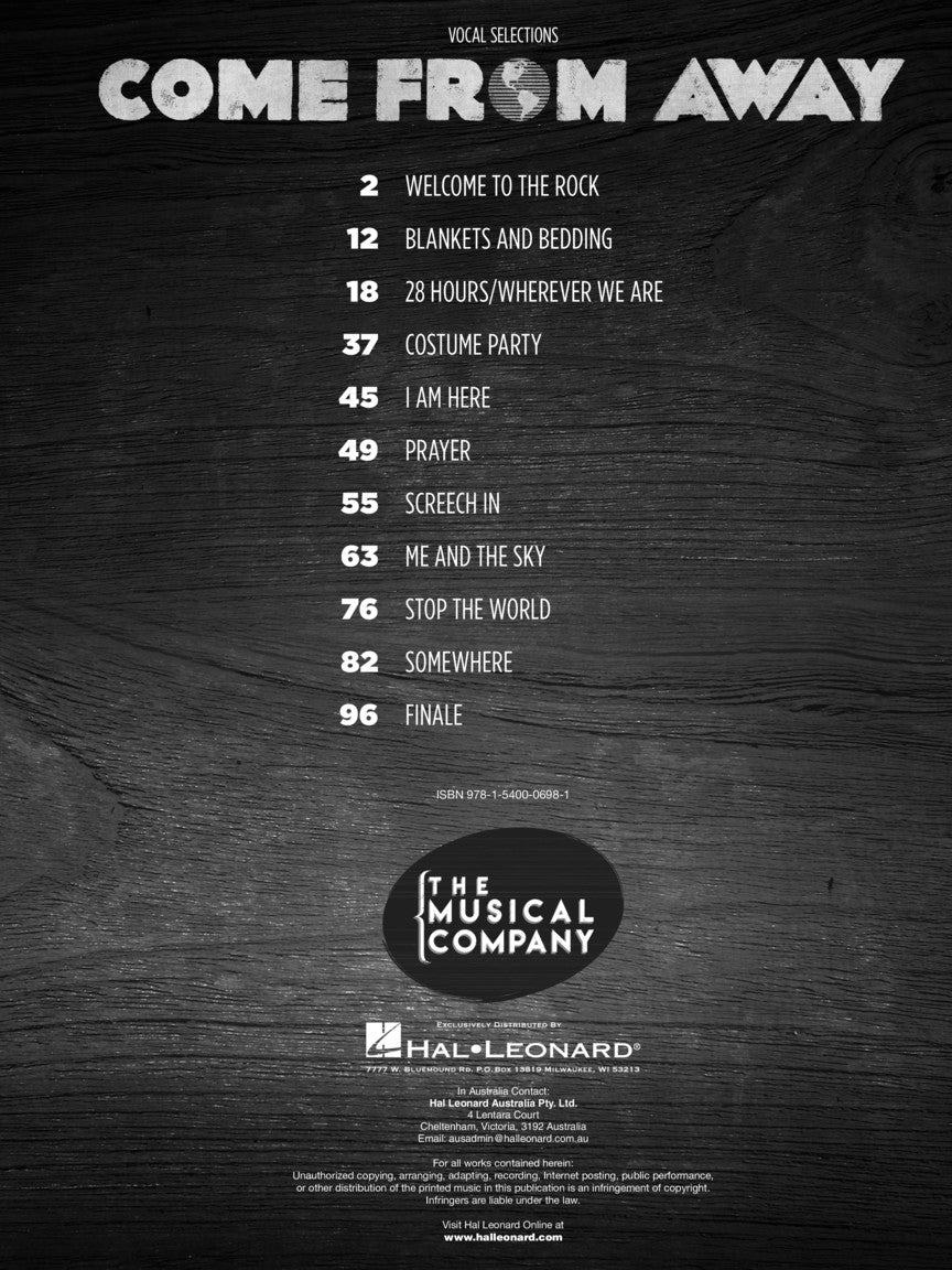 Come from Away Vocal Selections