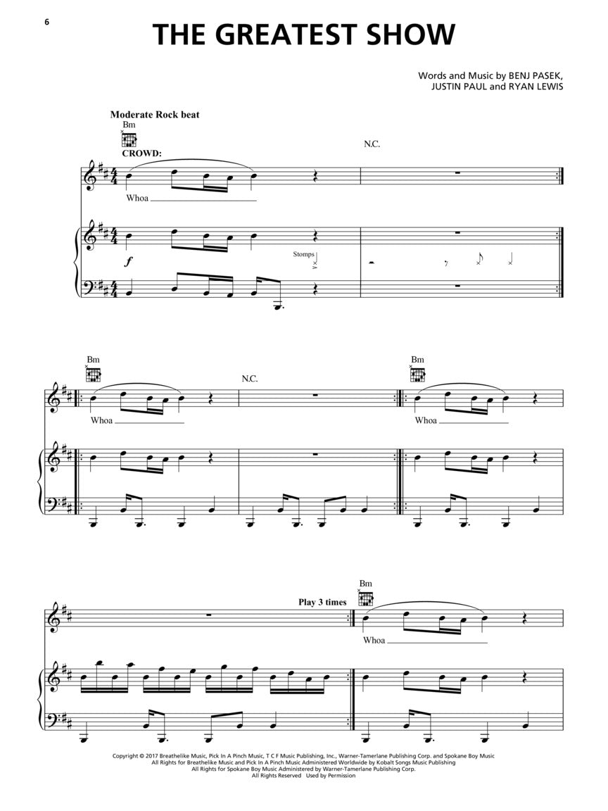 Greatest Showman, The - Piano/Vocal/Guitar