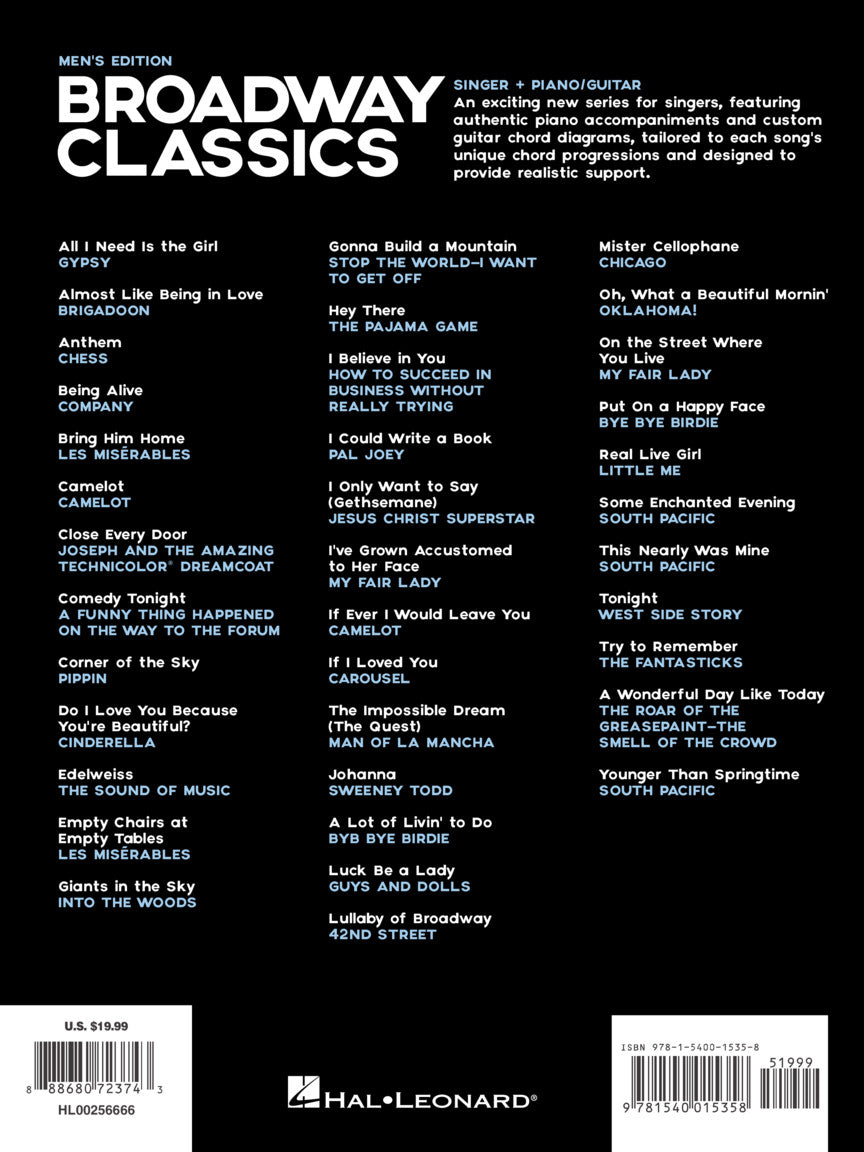 Broadway Classics Men's Edition Singer + Piano/Guitar