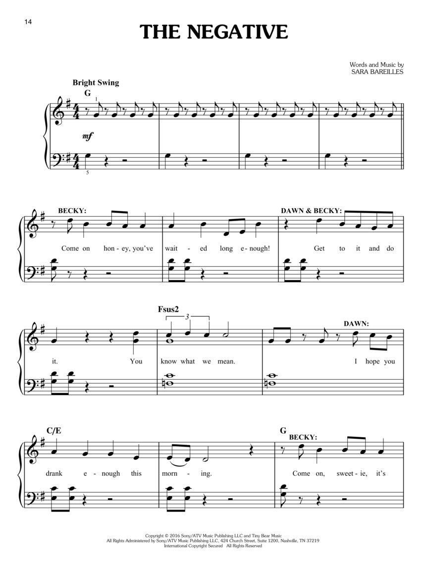 Waitress - Easy Piano Selections