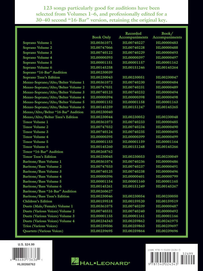 Singer's Musical Theatre Anthology: Tenor - 16-bar Audition - Revised (Replaces 00230041)