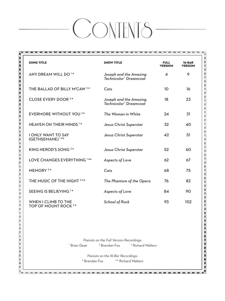 Lloyd Webber, Andrew - Theatre Songs, Men's Edition