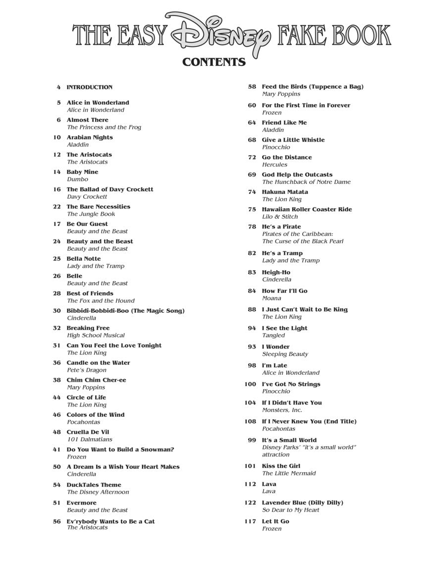 Easy Disney Fake Book