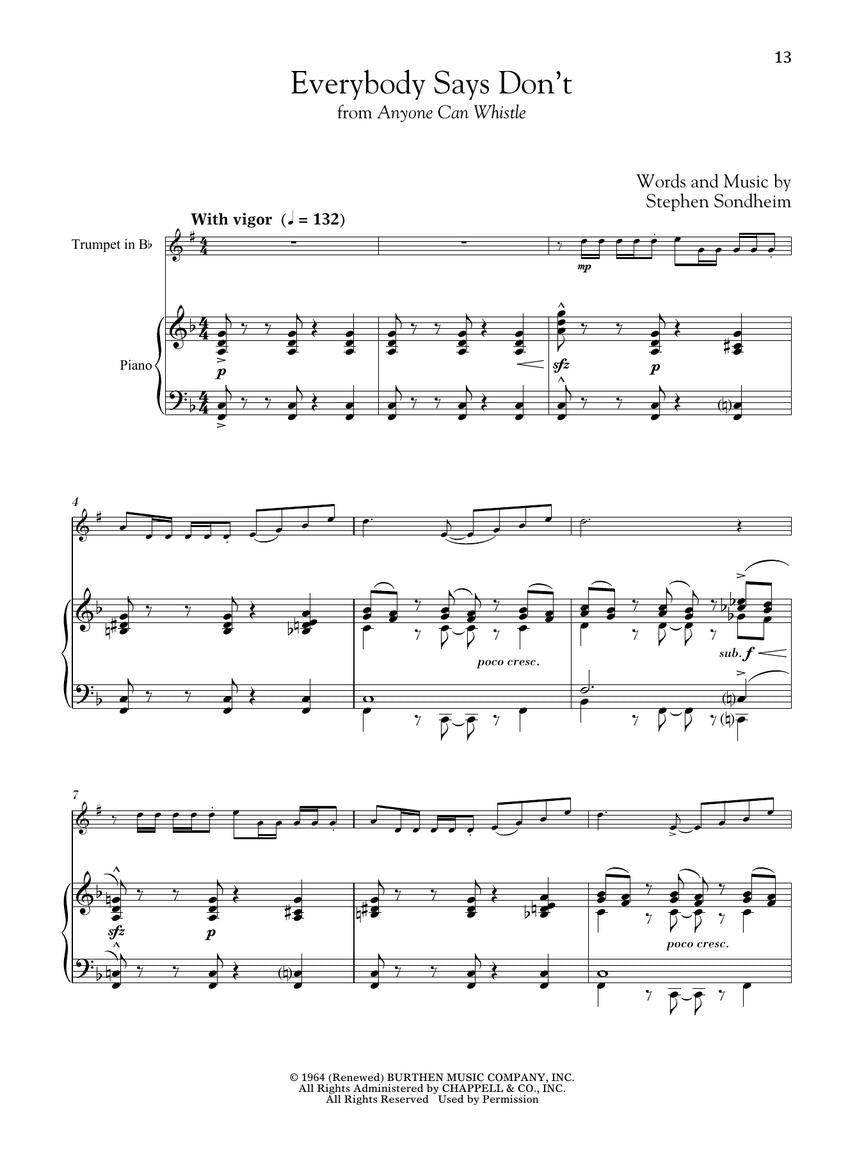 Sondheim For Classical Players - Trumpet