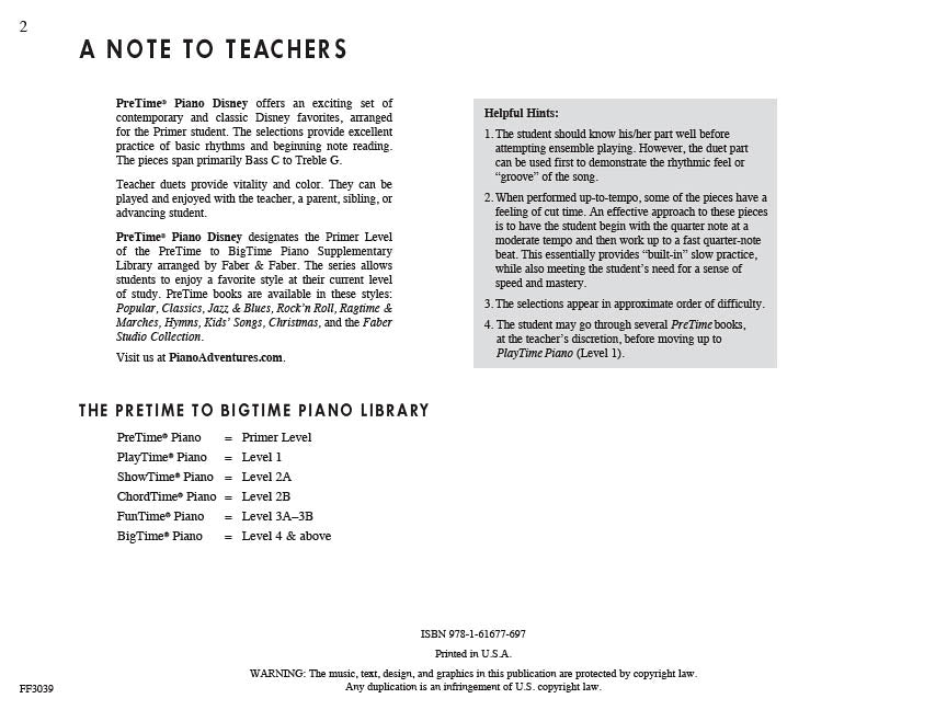 Faber PreTime Piano Disney Primer Level