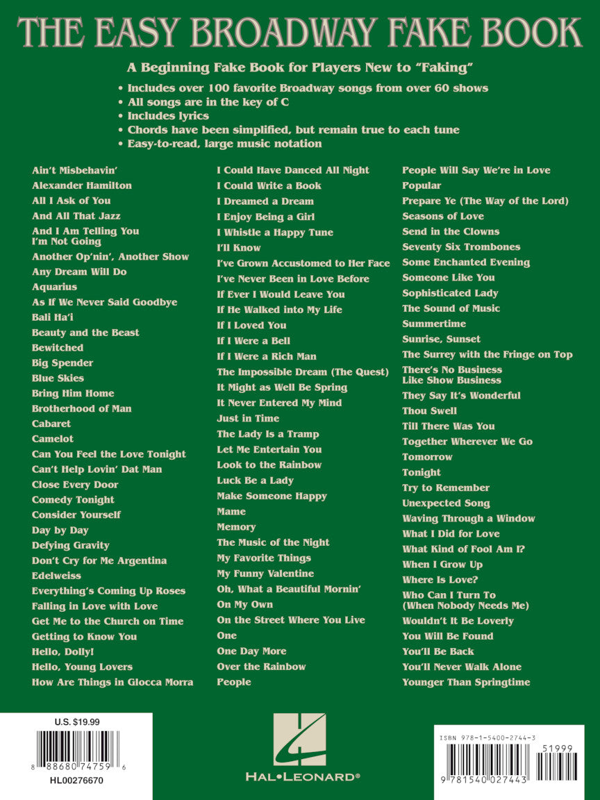 Easy Broadway Fake Book