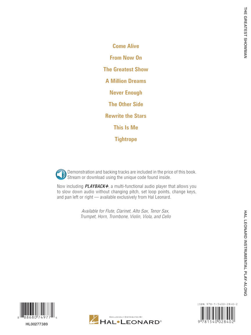 Greatest Showman, The - Instrumental Play-Along