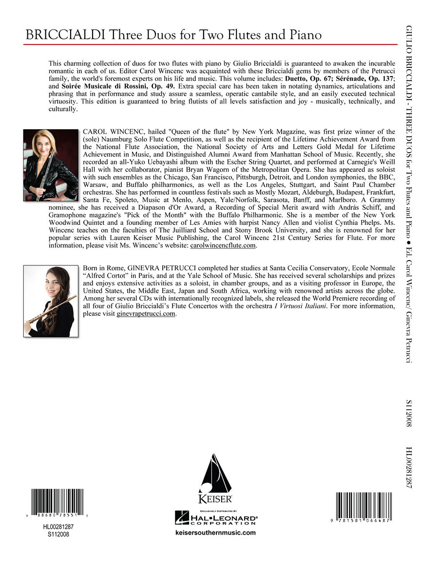 Three Duos for Two Flutes and Piano