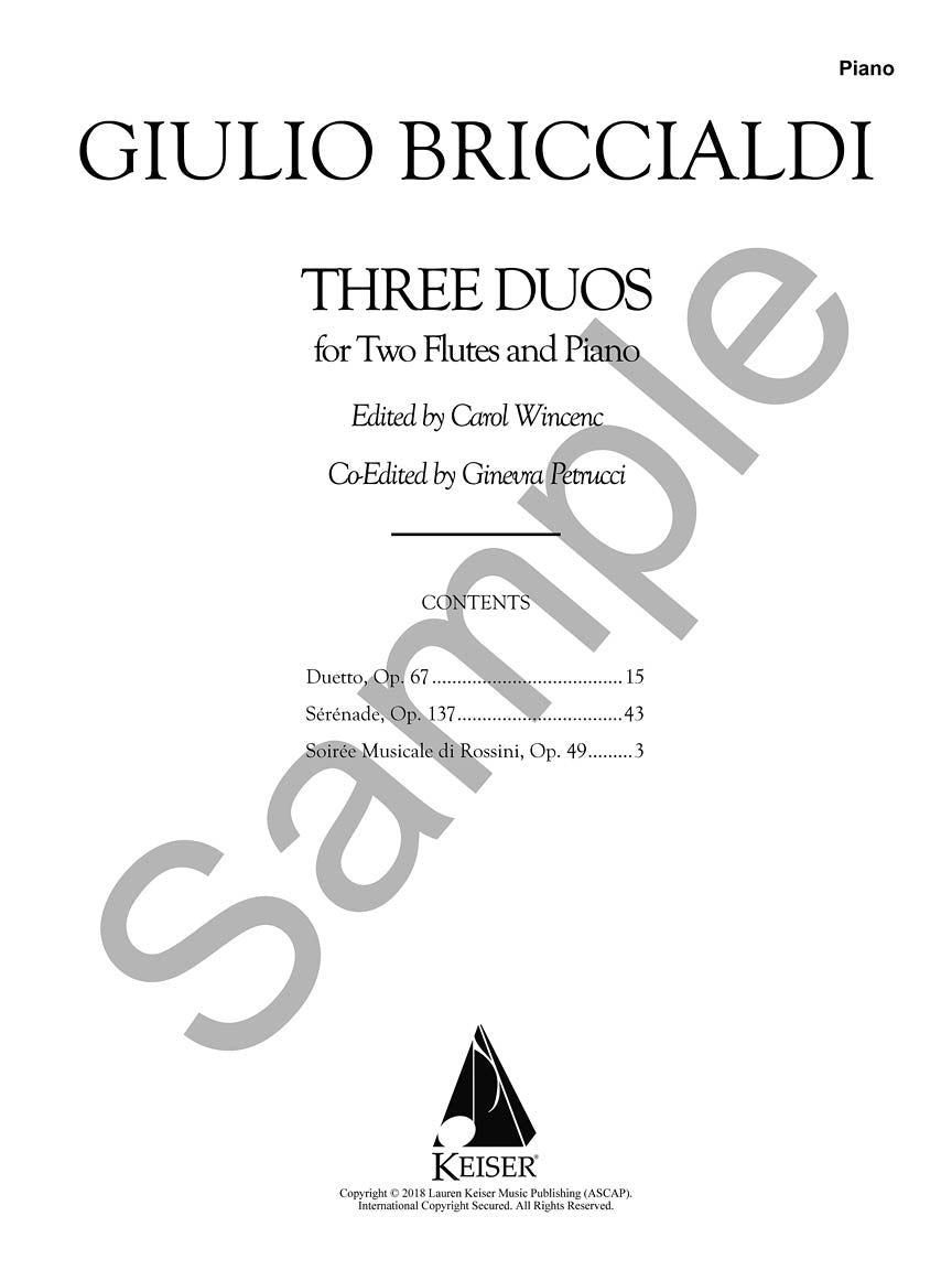 Three Duos for Two Flutes and Piano