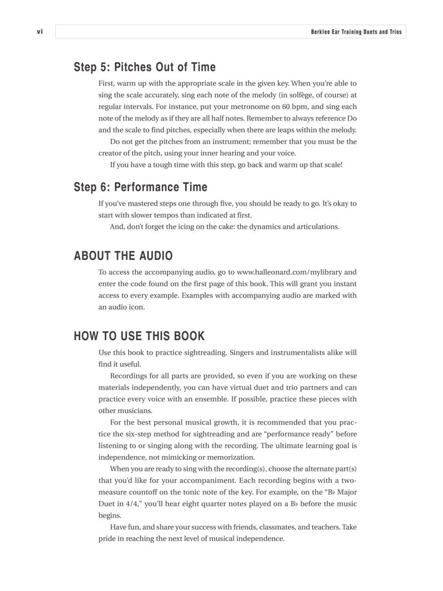 Berklee Ear Training Duets and Trios