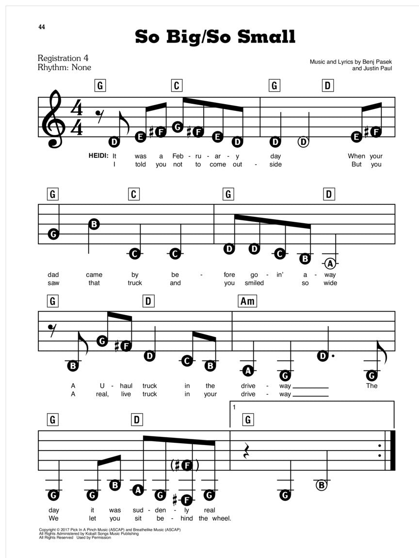 Pasek/Paul Dear Evan Hansen E-Z Play Today #102