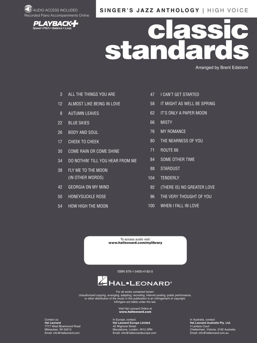 Classic Standards Singer's Jazz Anthology – High Voice