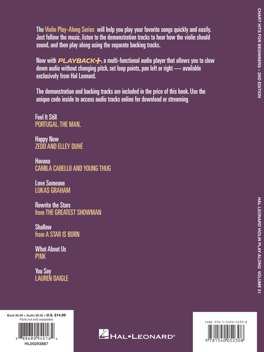 Chart Hits for Beginners - Violin Play-Along Vol. 51