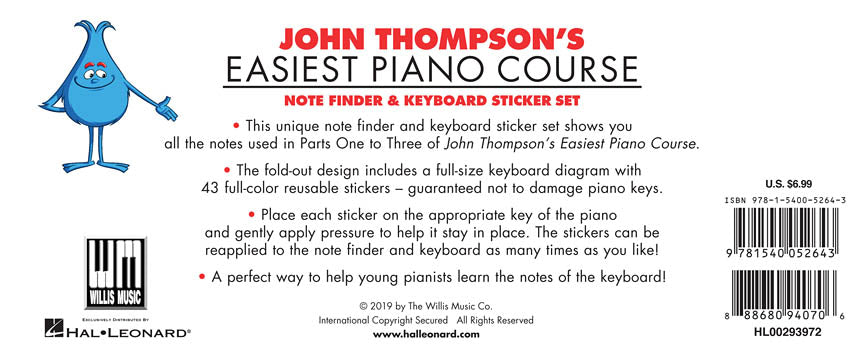 Thompson's Note Finder & Keyboard Sticker Set (JT Easiest Piano Course)