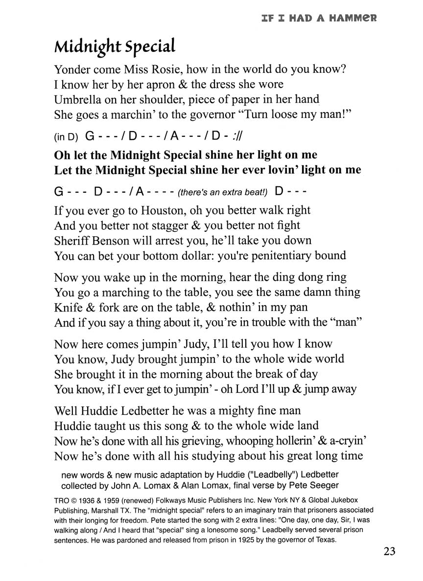 Seeger, Pete - If I Had a Hammer - Pete Seeger Sing-Along Songbook