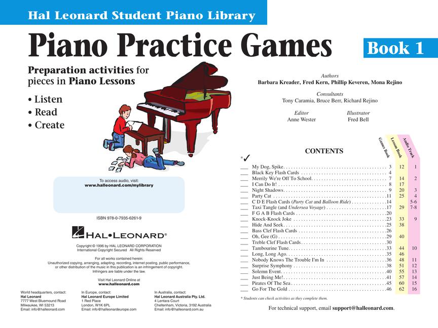 Piano Practice Games Book 1 - Hal Leonard Student Piano Library