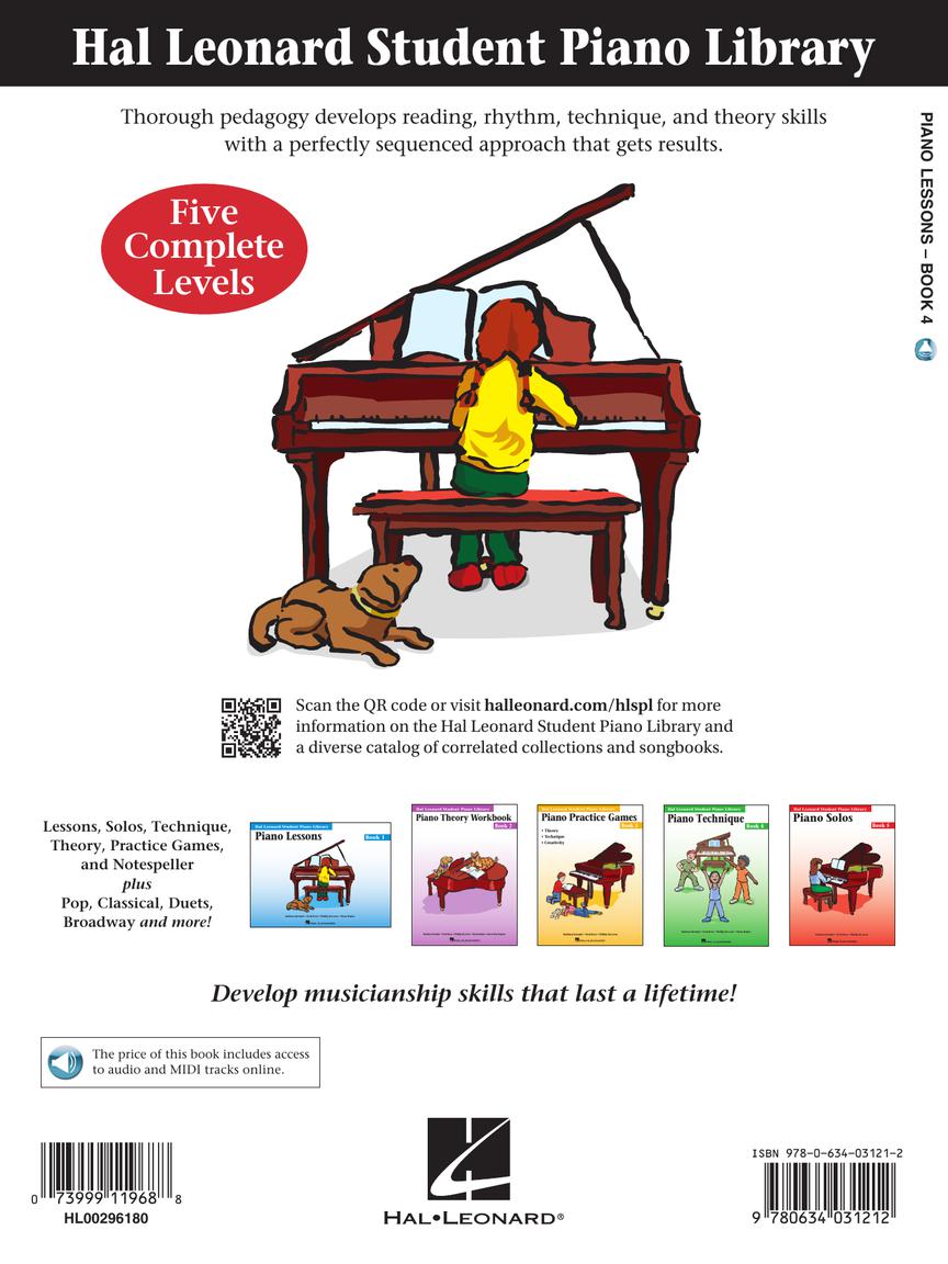 Piano Lessons Book 4 Audio and MIDI Access Included - Hal Leonard Student Library