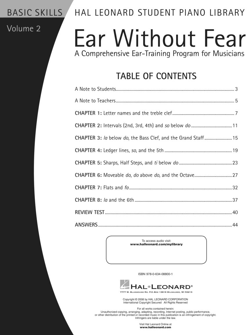 Ear Without Fear Volume 2 Comprehensive Ear-Training Program for Musicians