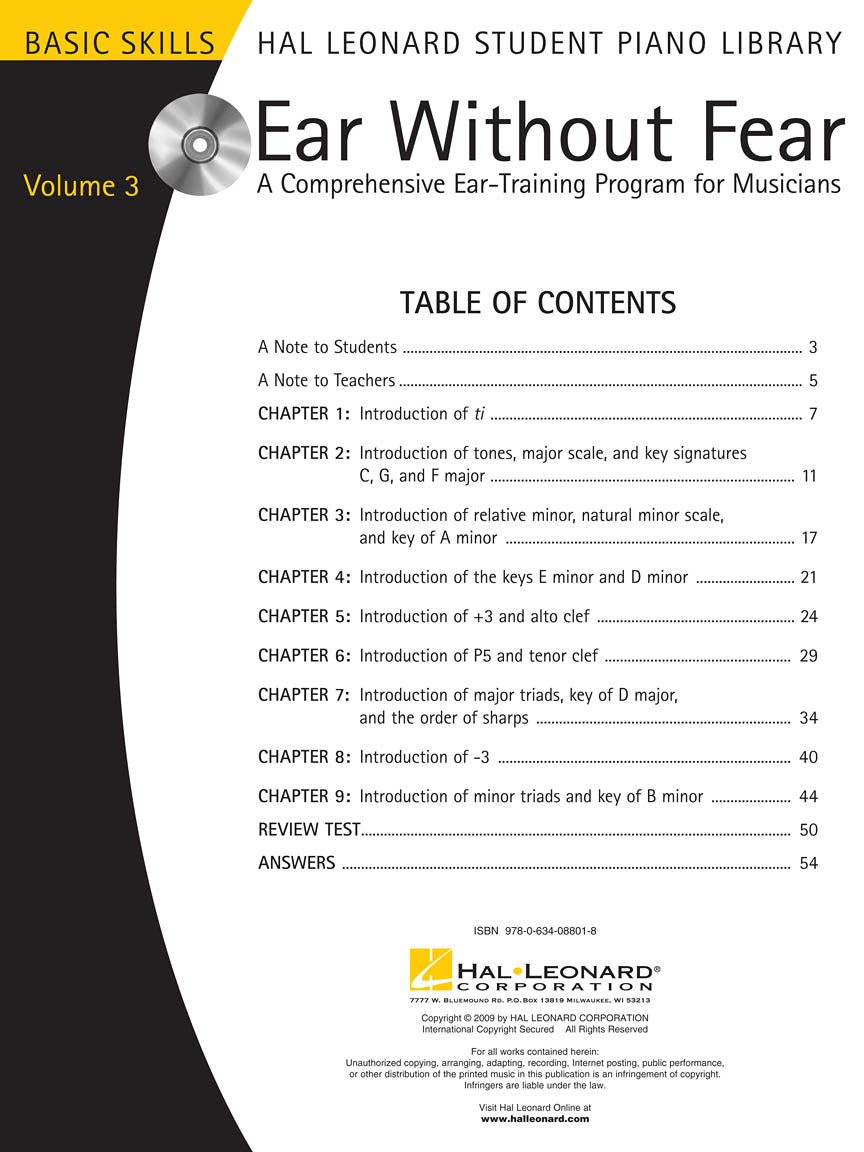 Ear Without Fear Volume 3 Comprehensive Ear-Training Exercises for Musicians