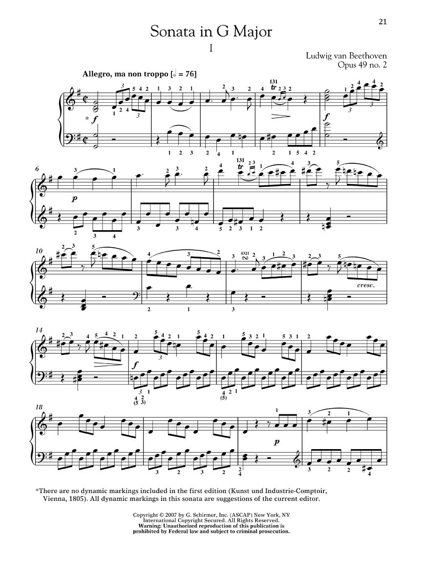 Beethoven, Ludwig van - Two Short Sonatas, Opus 49