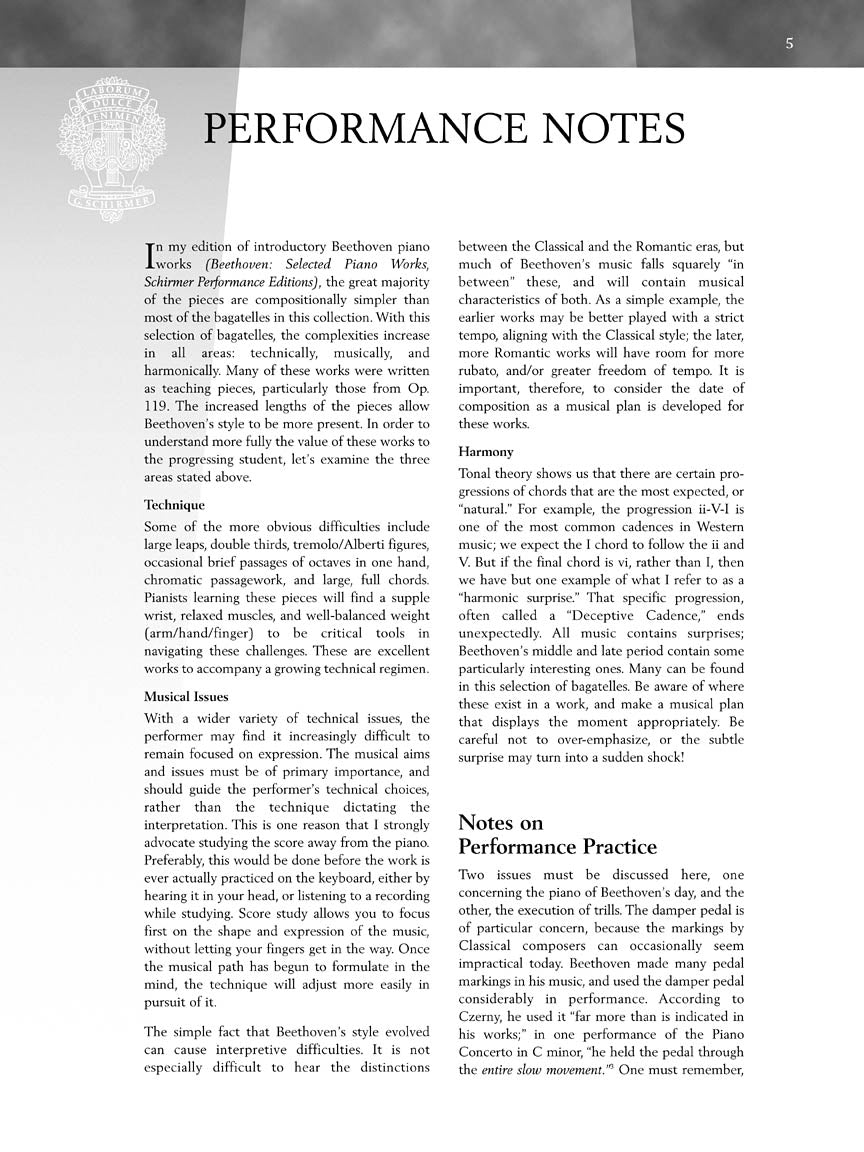 Beethoven Fur Elise and Other Bagatelles - Schirmer Performance Editions