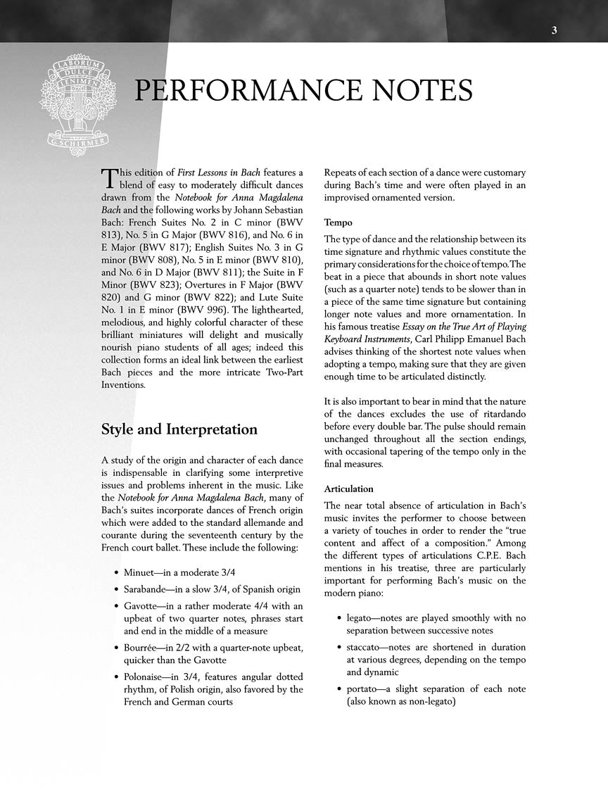 Bach - First Lessons in Bach