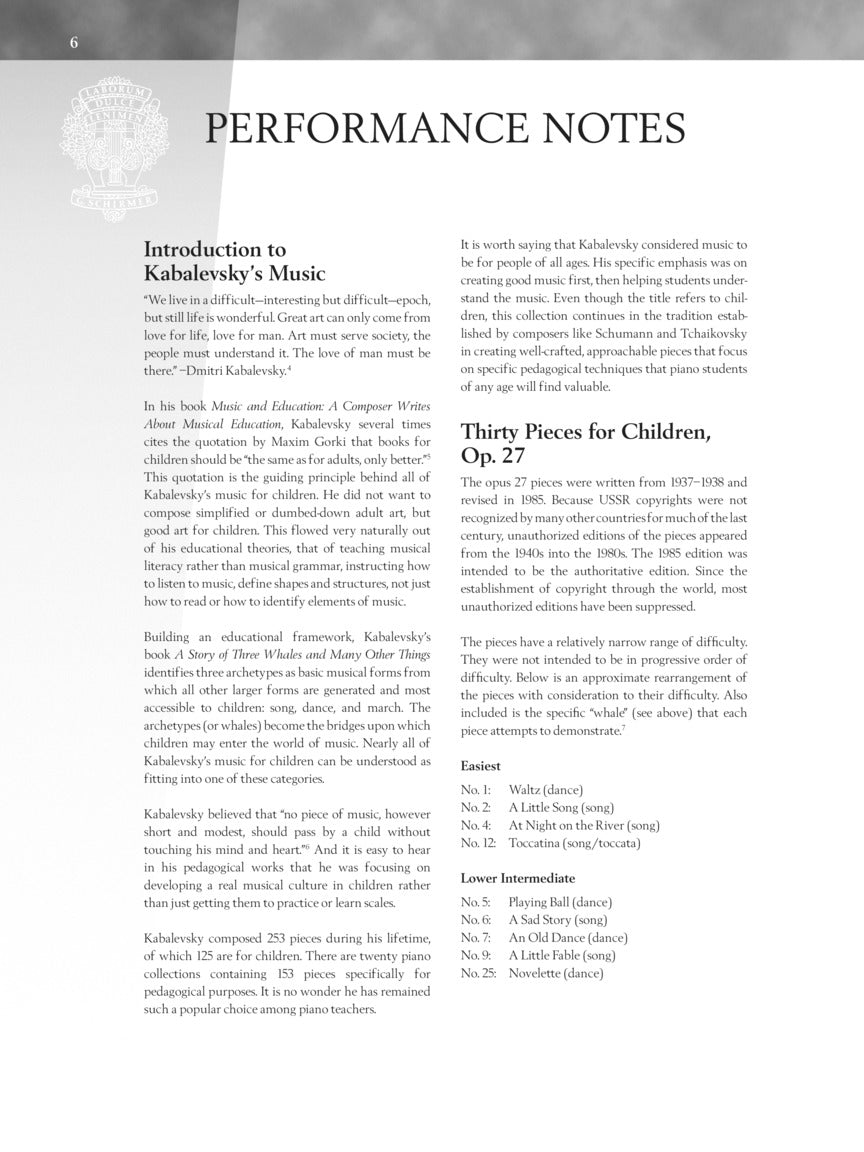 Kabalevsky - 30 Pieces for Children, Op. 27