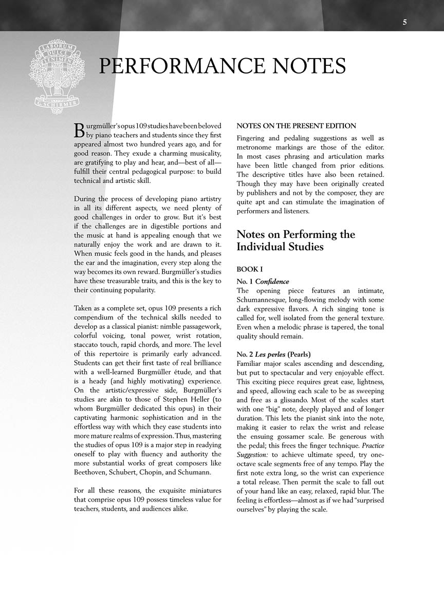 Burgmüller - 18 Characteristic Studies, Op. 109 - Schirmer Performance Edition