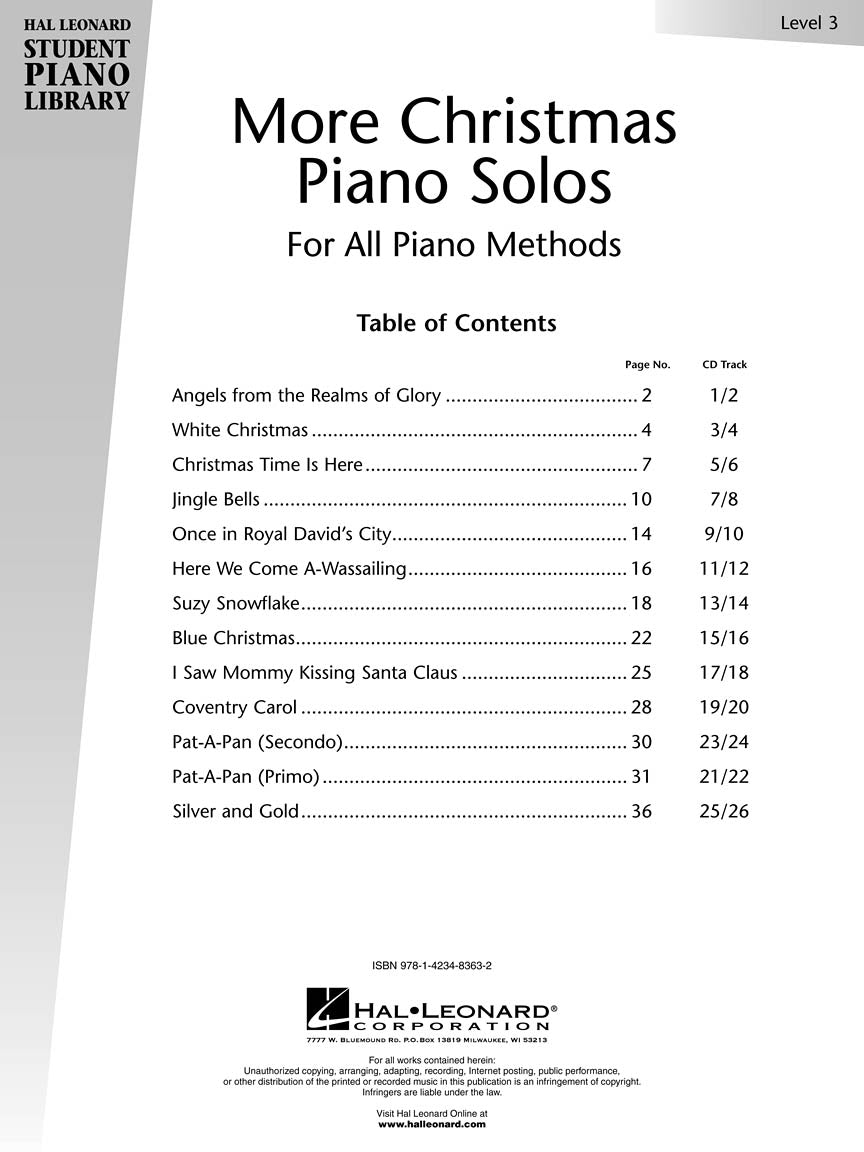 More Christmas Piano Solos - Level 3 - Hal Leonard Student Piano Library