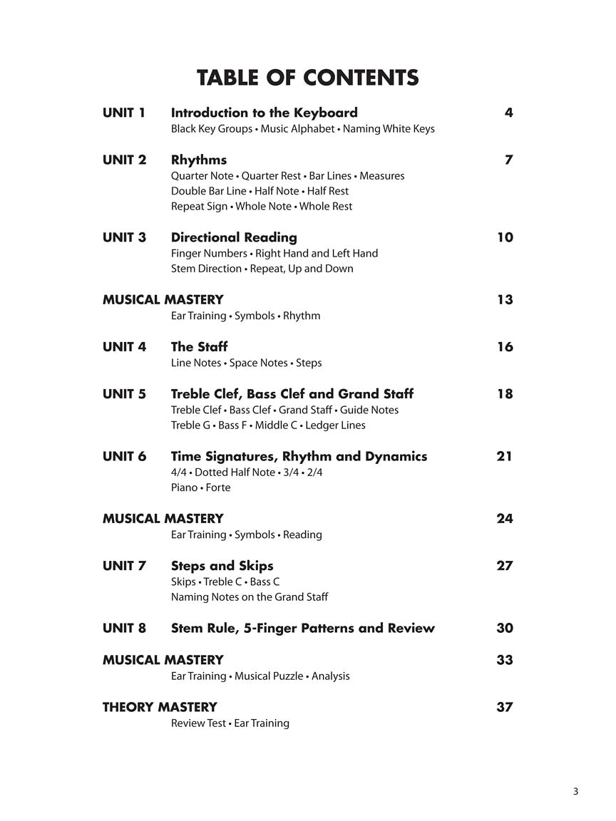 Essential Elements Piano Theory - Level 1