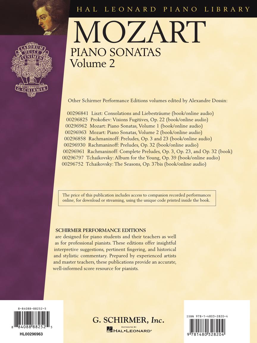 Mozart Piano Sonatas, Volume 2 – Schirmer Performance Editions
