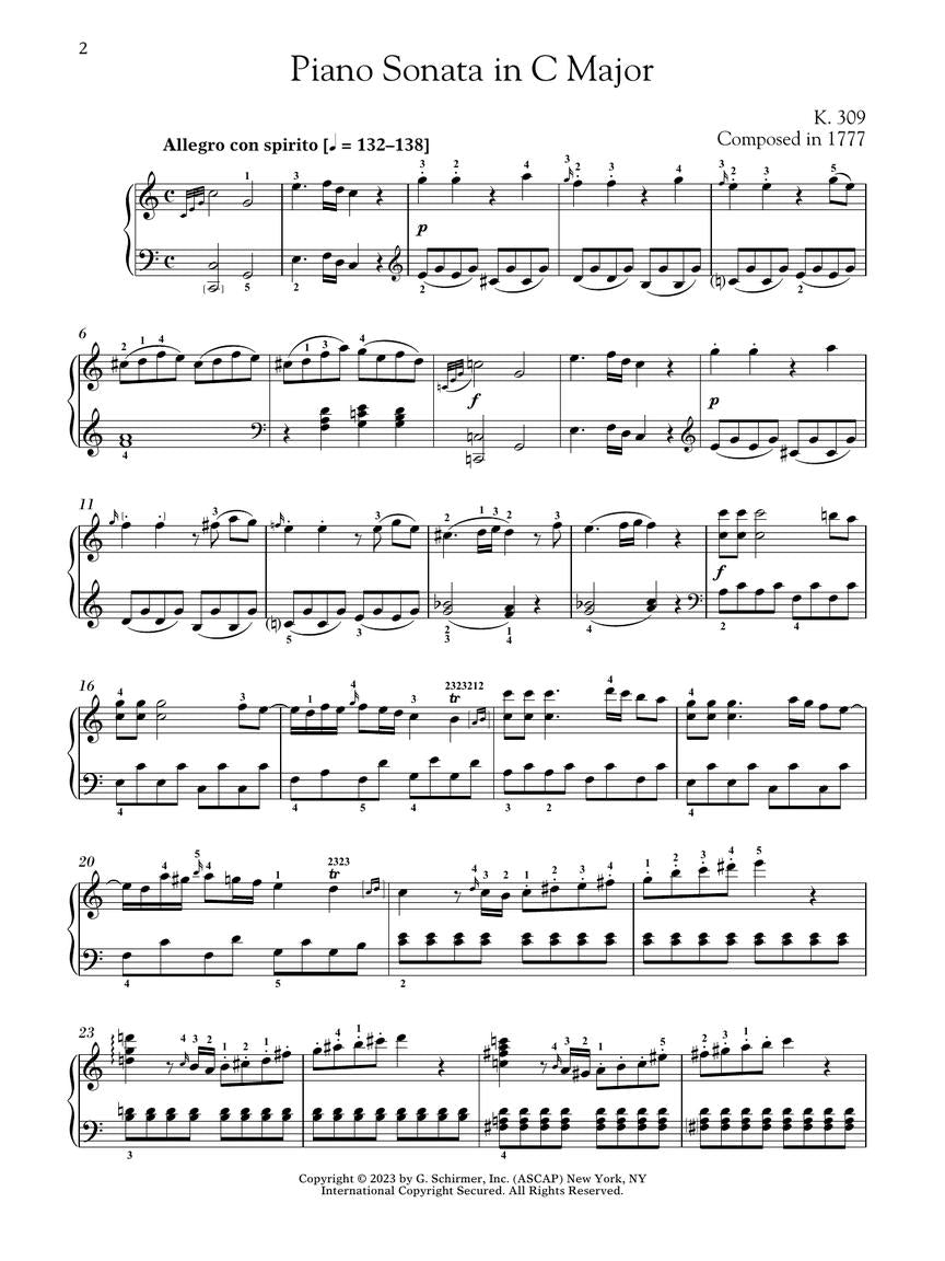 Mozart Piano Sonata in C Major, K.309