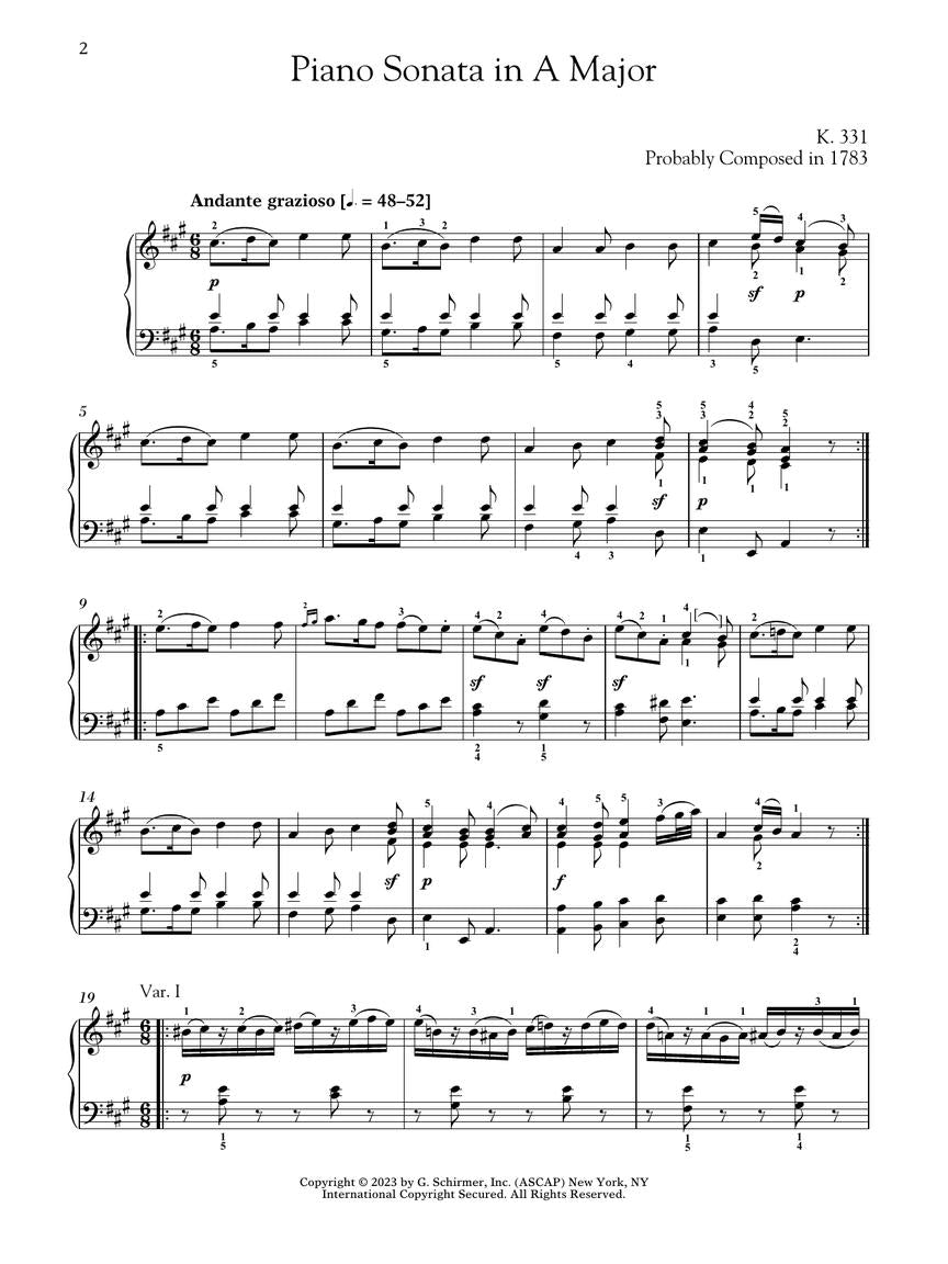 Mozart Piano Sonata in A Major, K.331