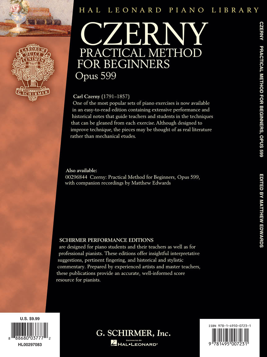 Czerny - Practical Method for Beginners, Op. 599 - Schirmer Performance Editions