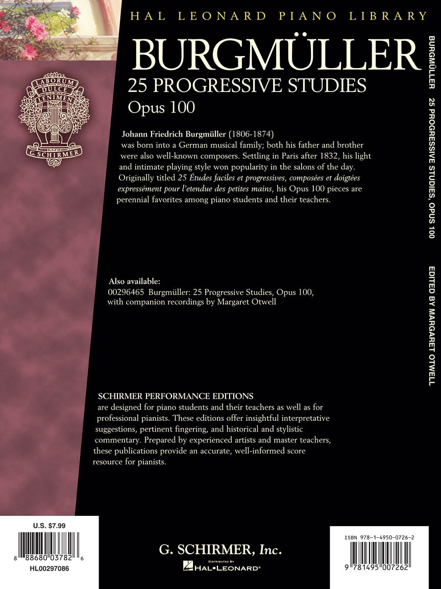 Burgmüller - 25 Progressive Studies, Op. 100 - Schirmer Performance Editions