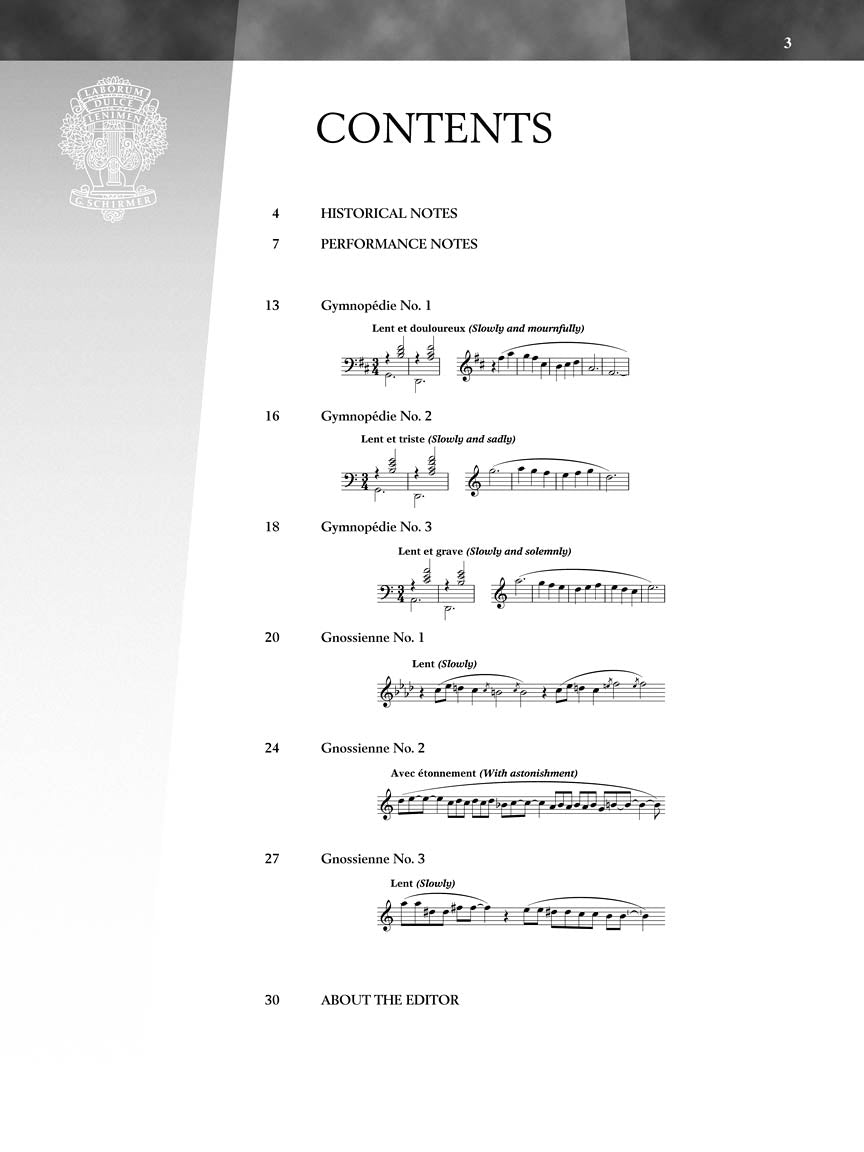 Satie - Gymnopedies and Gnossiennes - Schirmer Performance Editions